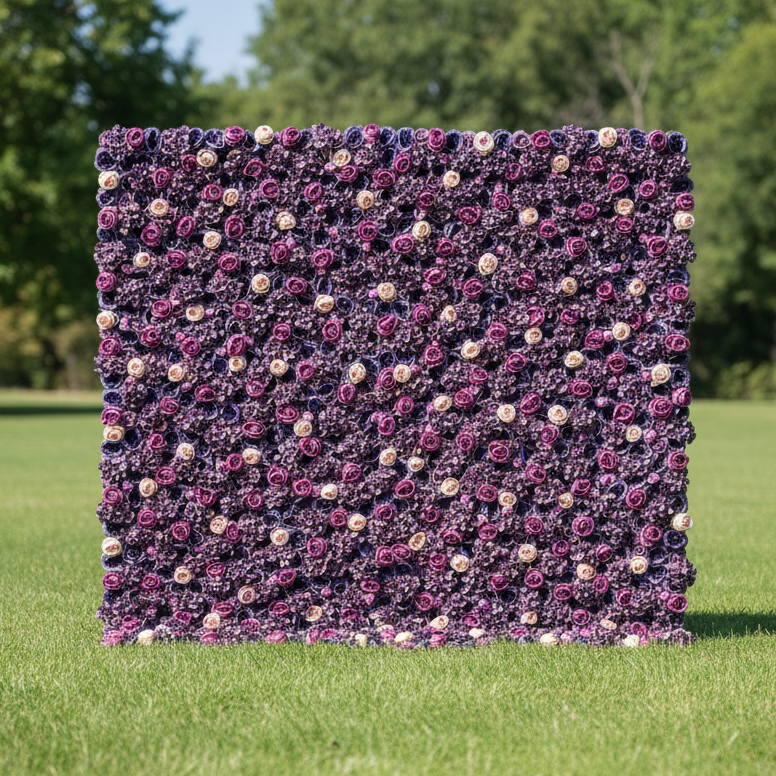 ValarFlowers Artificial Floral Wall Backdrop: Regal Roses Reverie - Un Laberinto Lujoso de Tonos Lavanda y Lila-VF-247