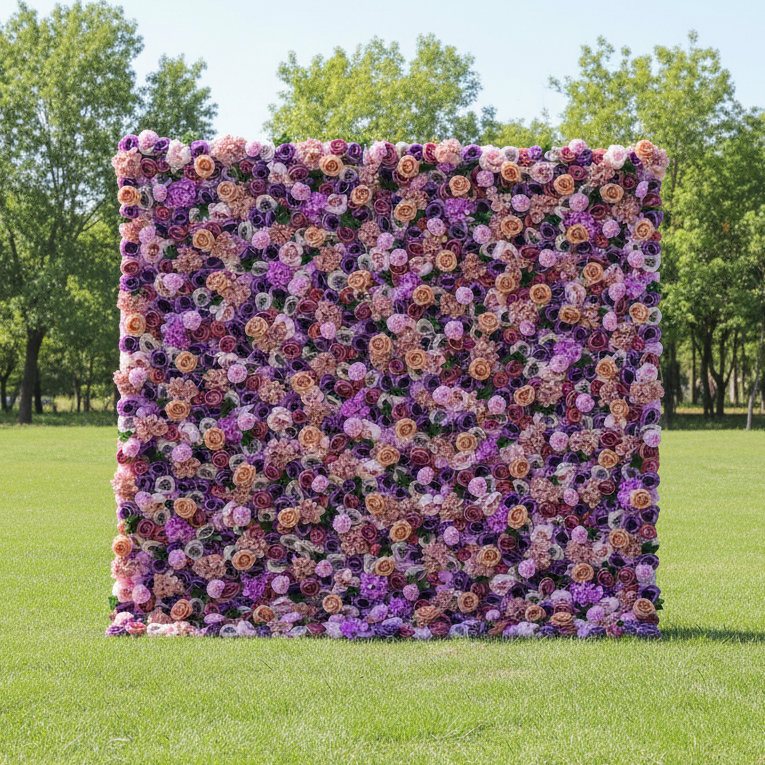 ValarFlower 5D Roll Up Artificial Floral Wall Backdrop: Opulencia Lavanda Exuberante VF-250