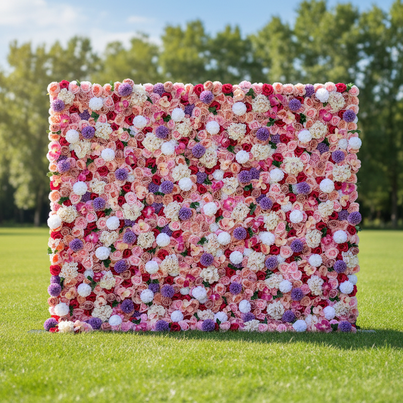 ValarFlowers Artificial Floral Wall Backdrop: Sinfonía de Primavera - Una Mezcla Exuberante de Delicias Rosadas-VF-272