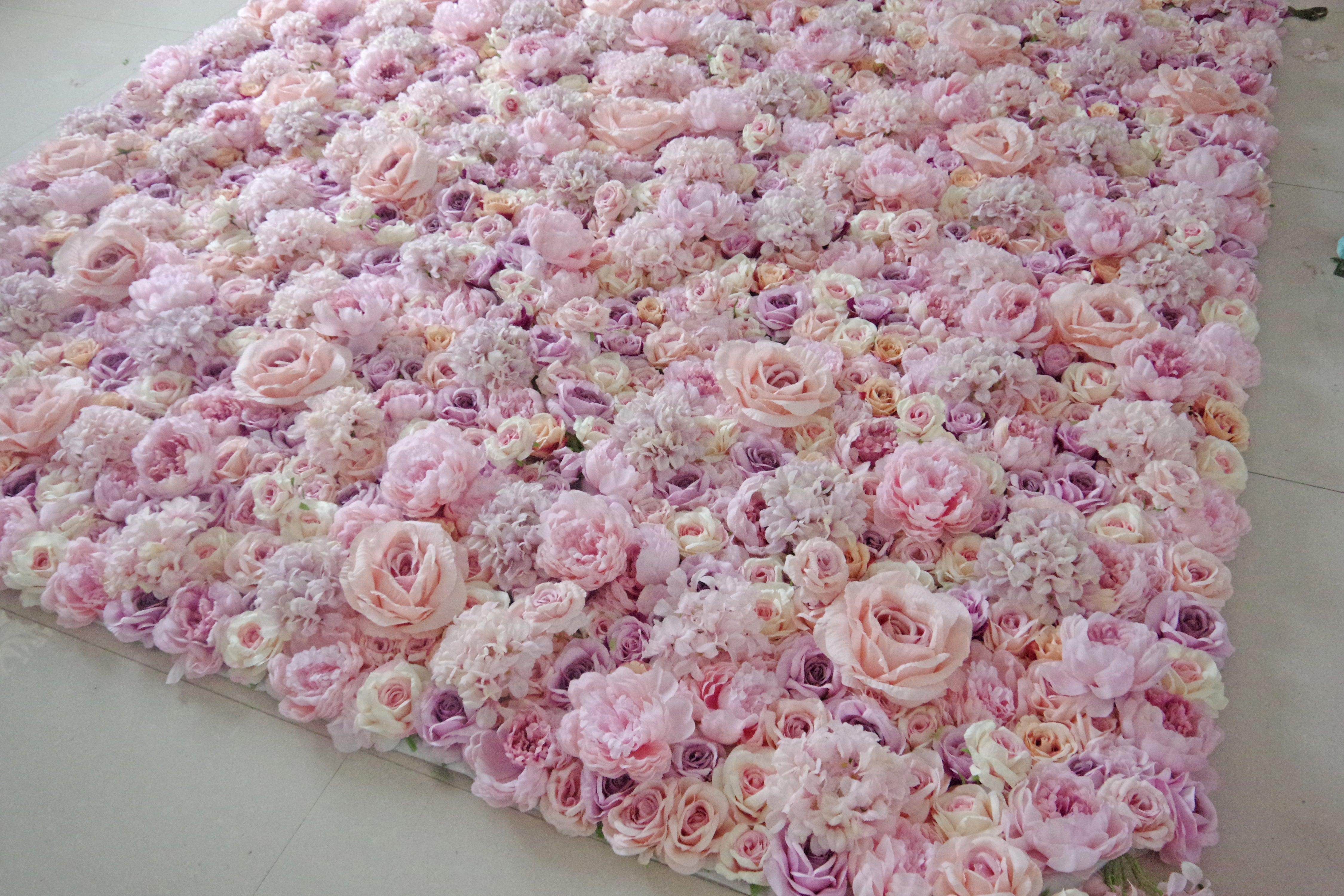 3D Pink Rose Roll-Up Flower Wall Backdrop for Wedding & Party Celebration Decor VF-048