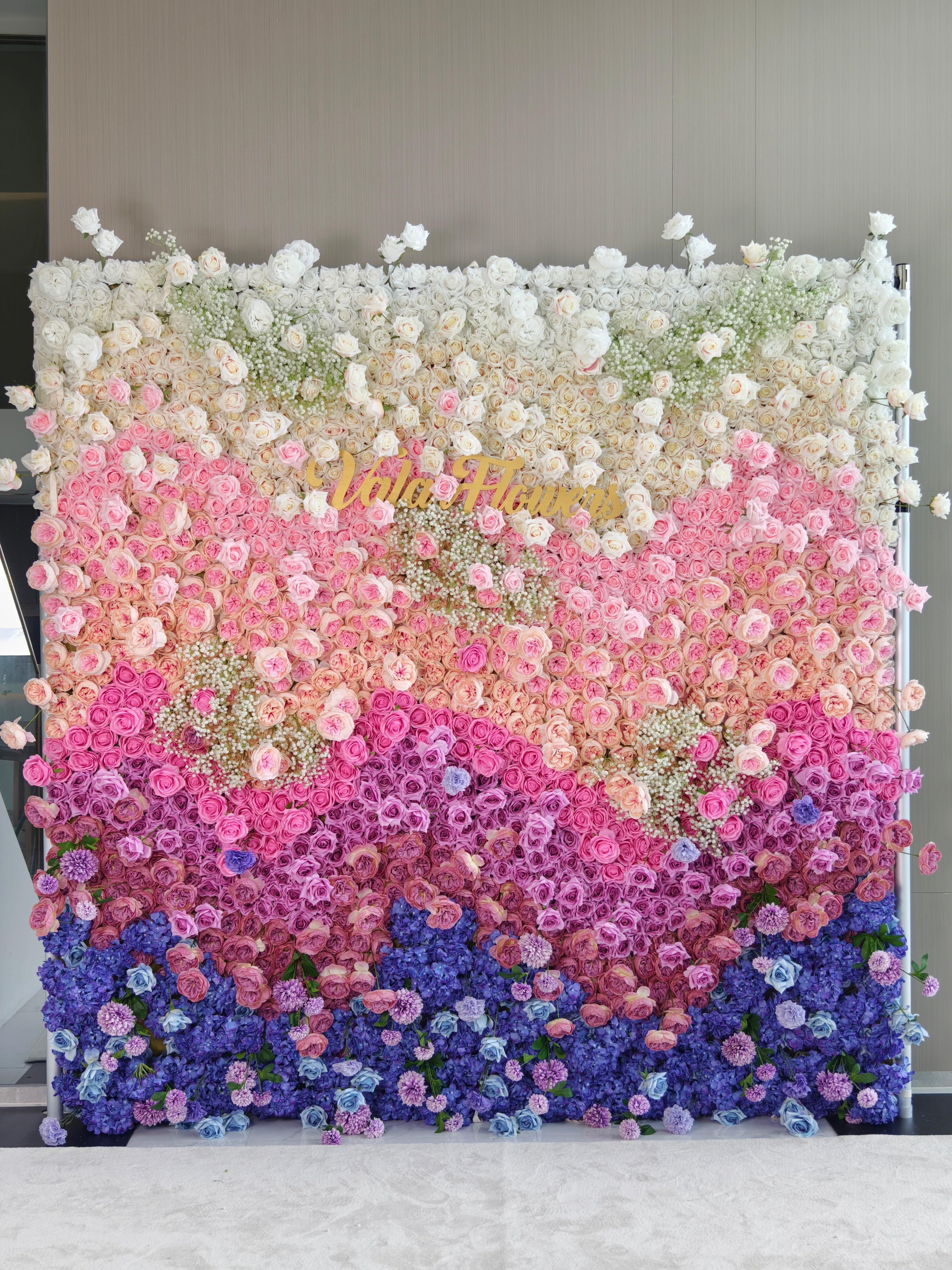 Valar Flower Roll Up Fabric Artificial Flower Wall Wedding Backdrop, Floral Party Decor, Event Photography-VF-340