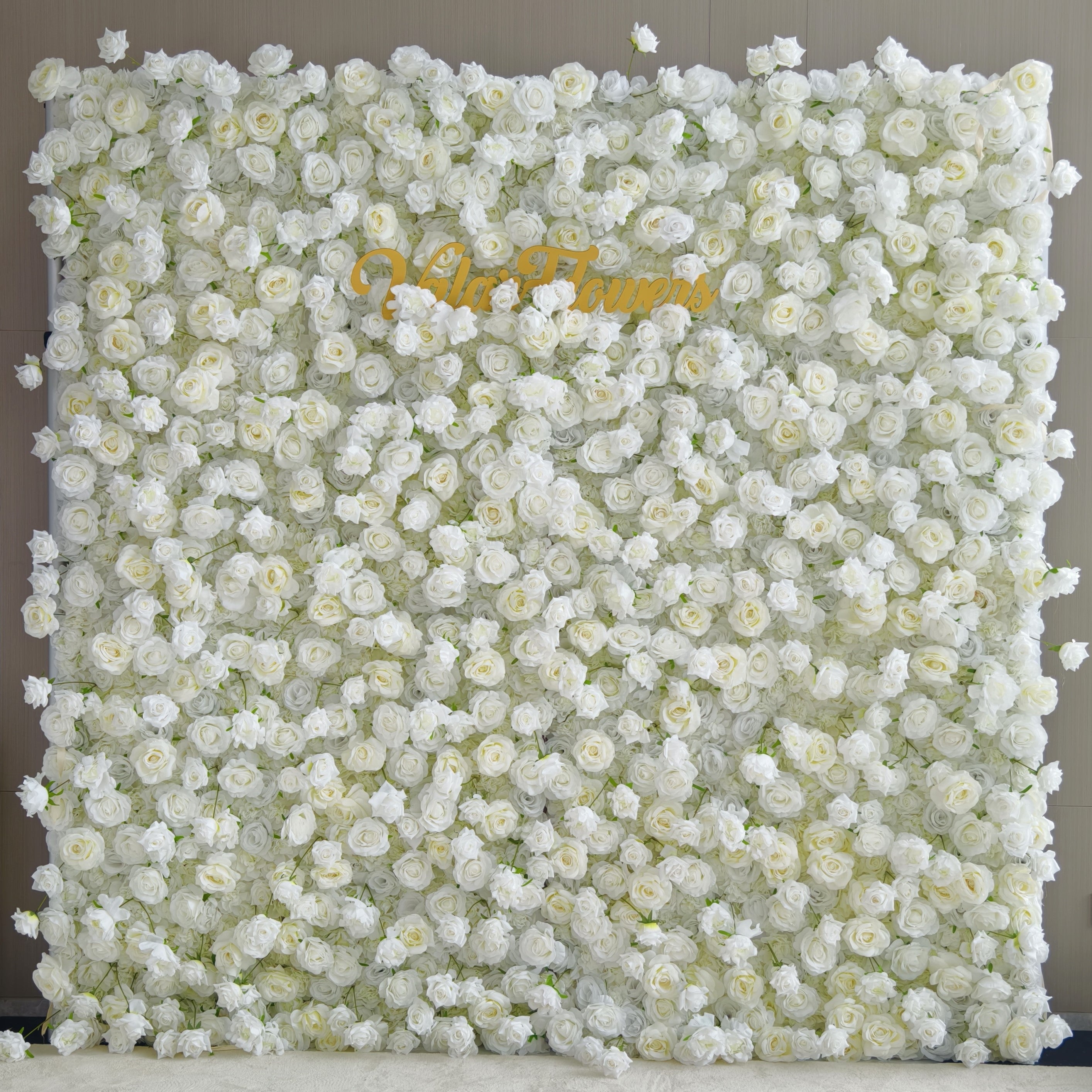 5D White Rose Roll-Up Flower Wall Backdrop for Wedding & Party Celebration Decor