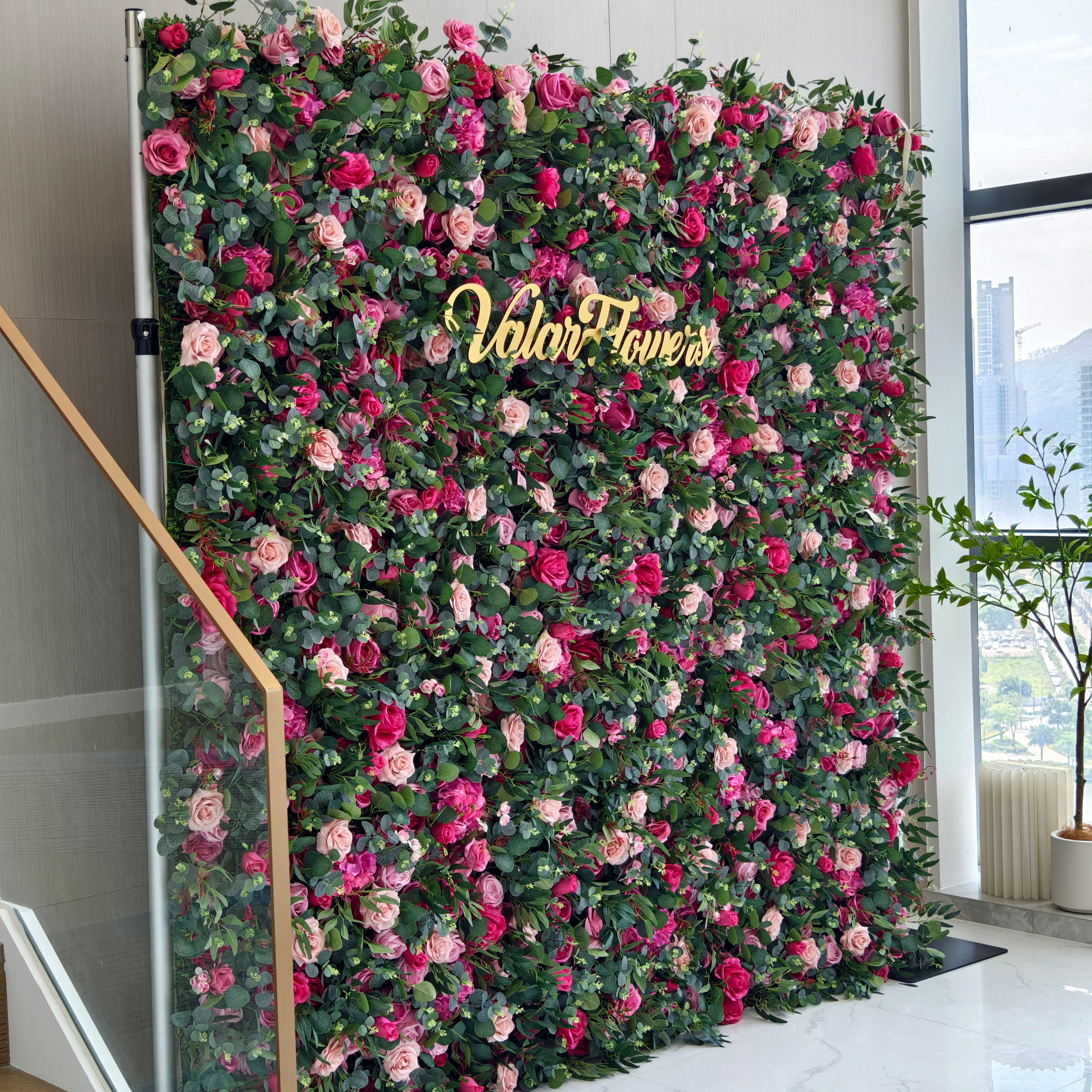 Valar Flowers Roll Up Fabric Artificial Flower Wall Wedding Backdrop, Floral Party Decor, Event Photography-VF-362