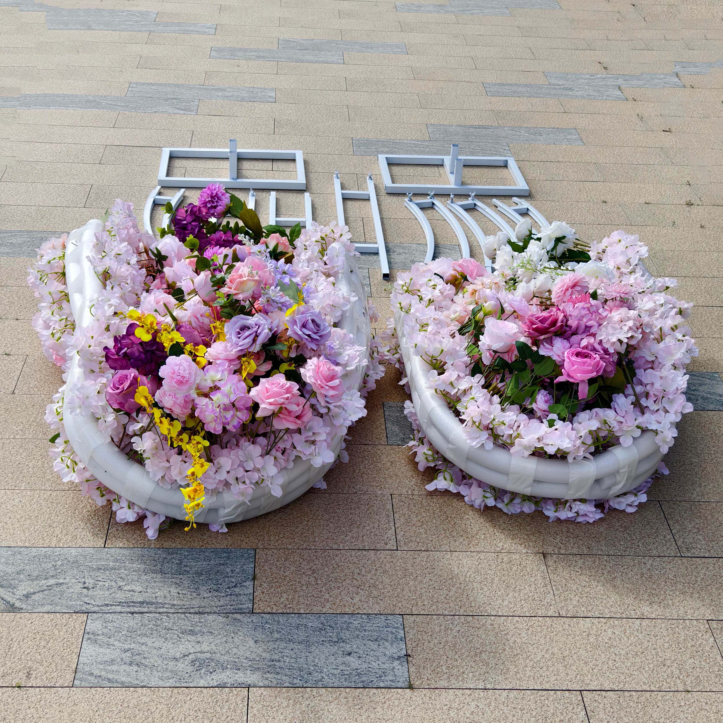 Moon Shaped Floral Arch - Stunning Rainbow Style Artificial Flower Arrangement for Weddings, Events, and Home Decor