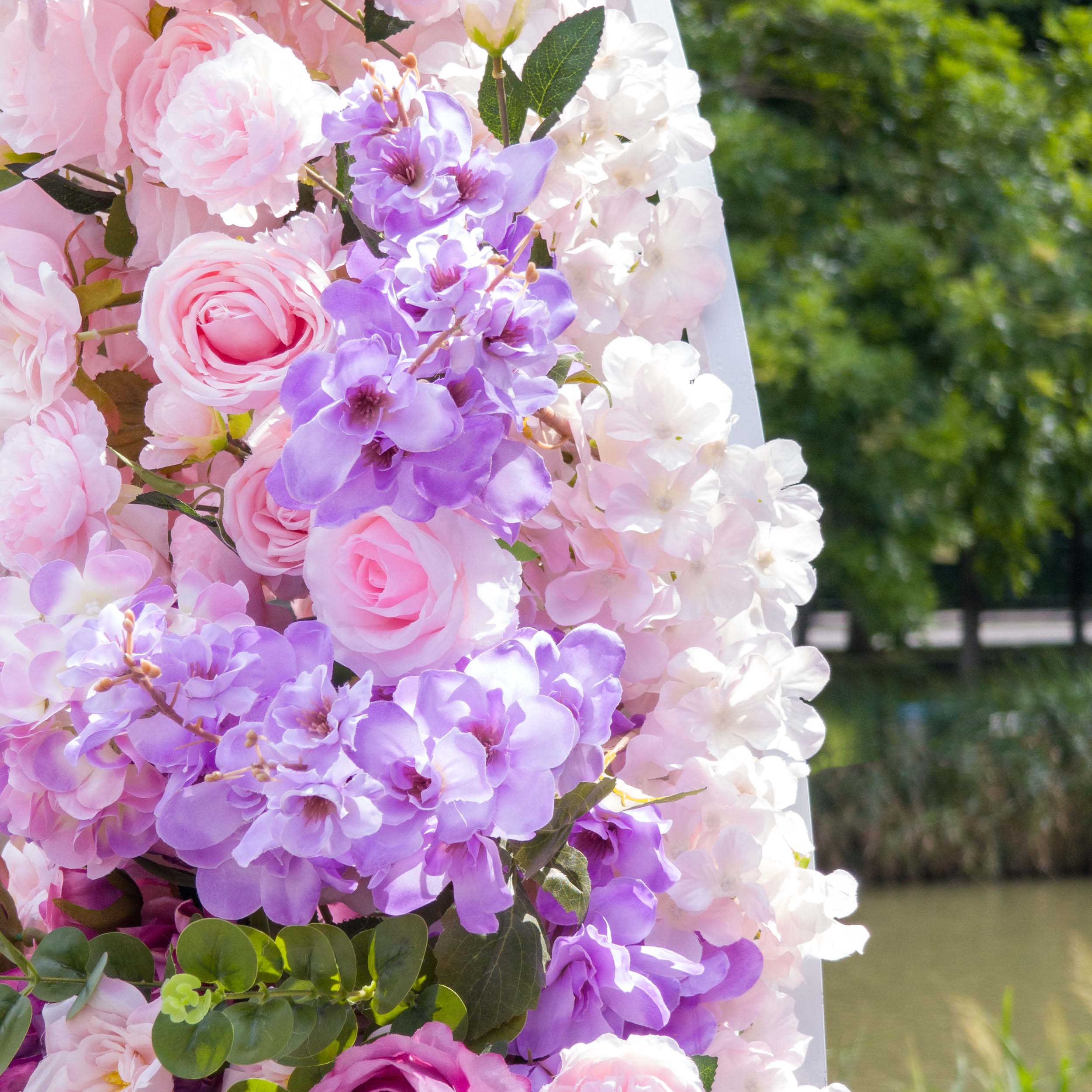 Moon Shaped Floral Arch - Stunning Rainbow Style Artificial Flower Arrangement for Weddings, Events, and Home Decor