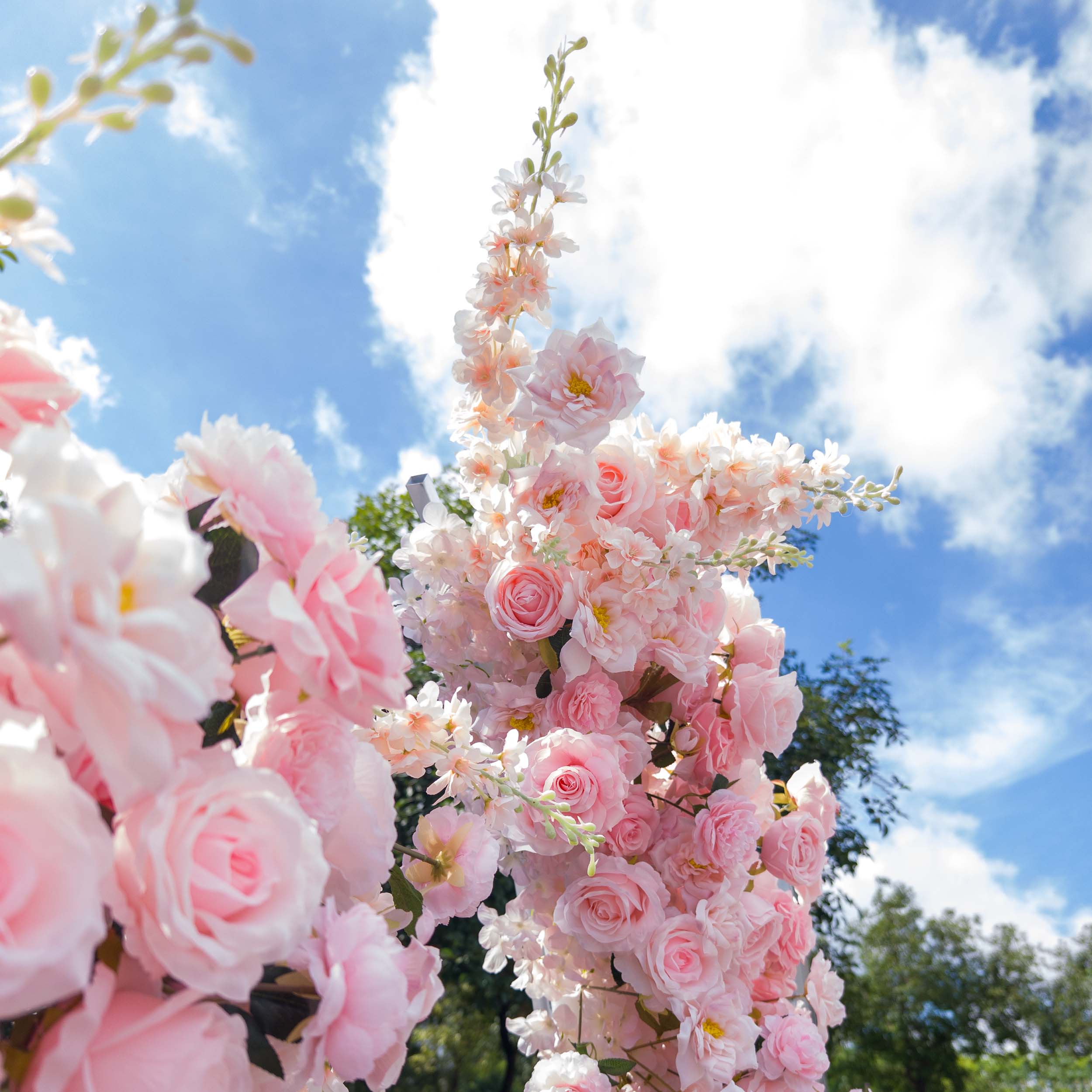 Moon Shaped Floral Arch - Stunning Rainbow Style Artificial Flower Arrangement for Weddings, Events, and Home Decor