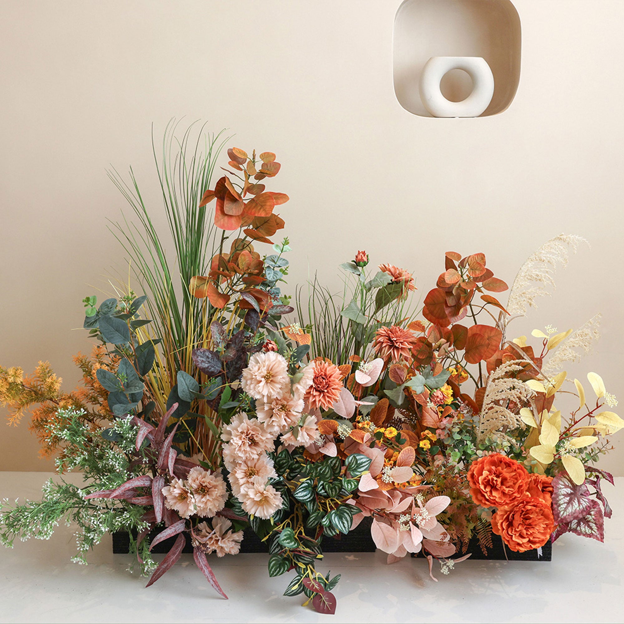 Fall Theme Floor Floral Arrangement | Rustic Faux Flowers for Wedding Reception and Event Décor FA-102