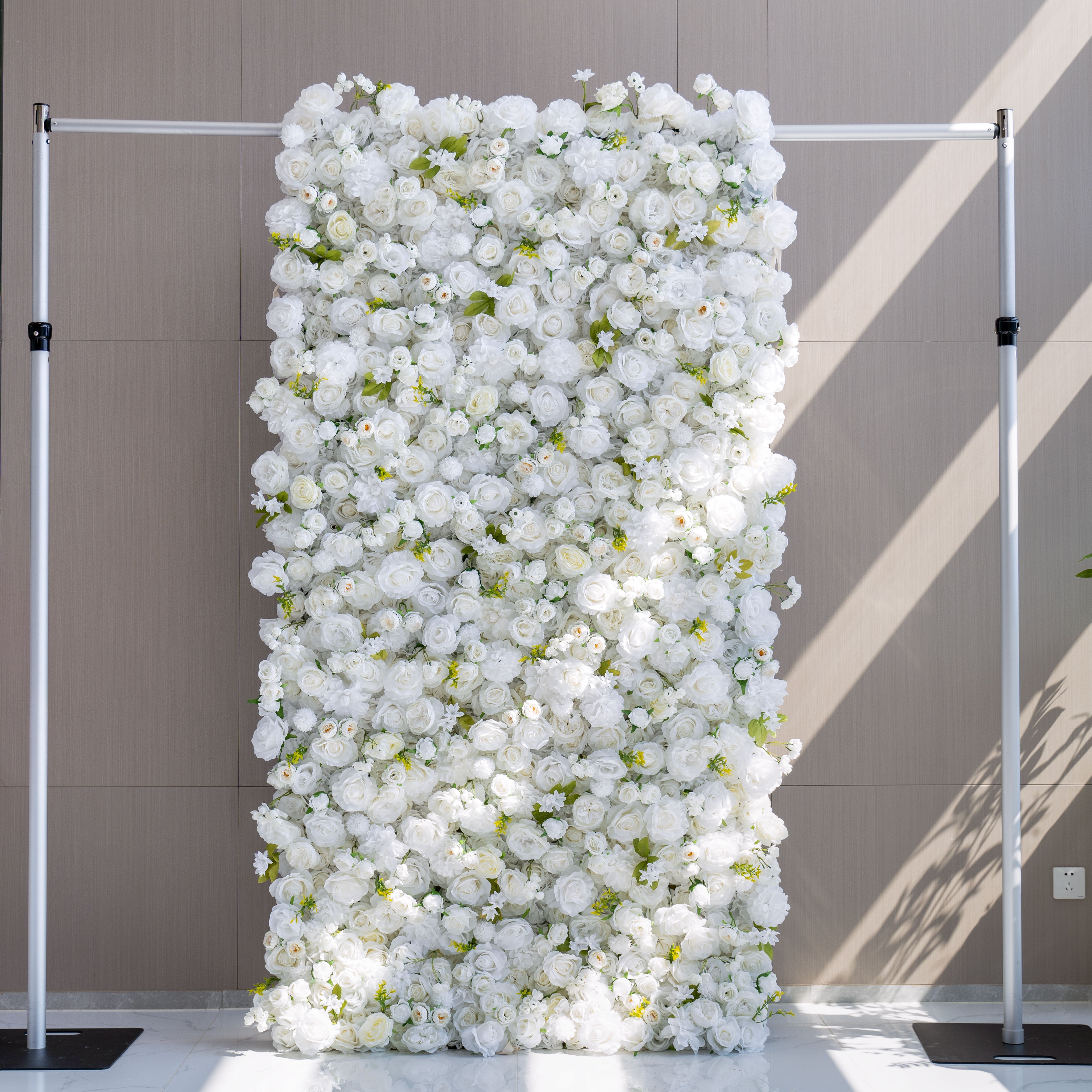 Pure White 5D Silk Rose Flower Wall | Elegant Backdrop for Weddings, Events and Photoshoots VF-342-4