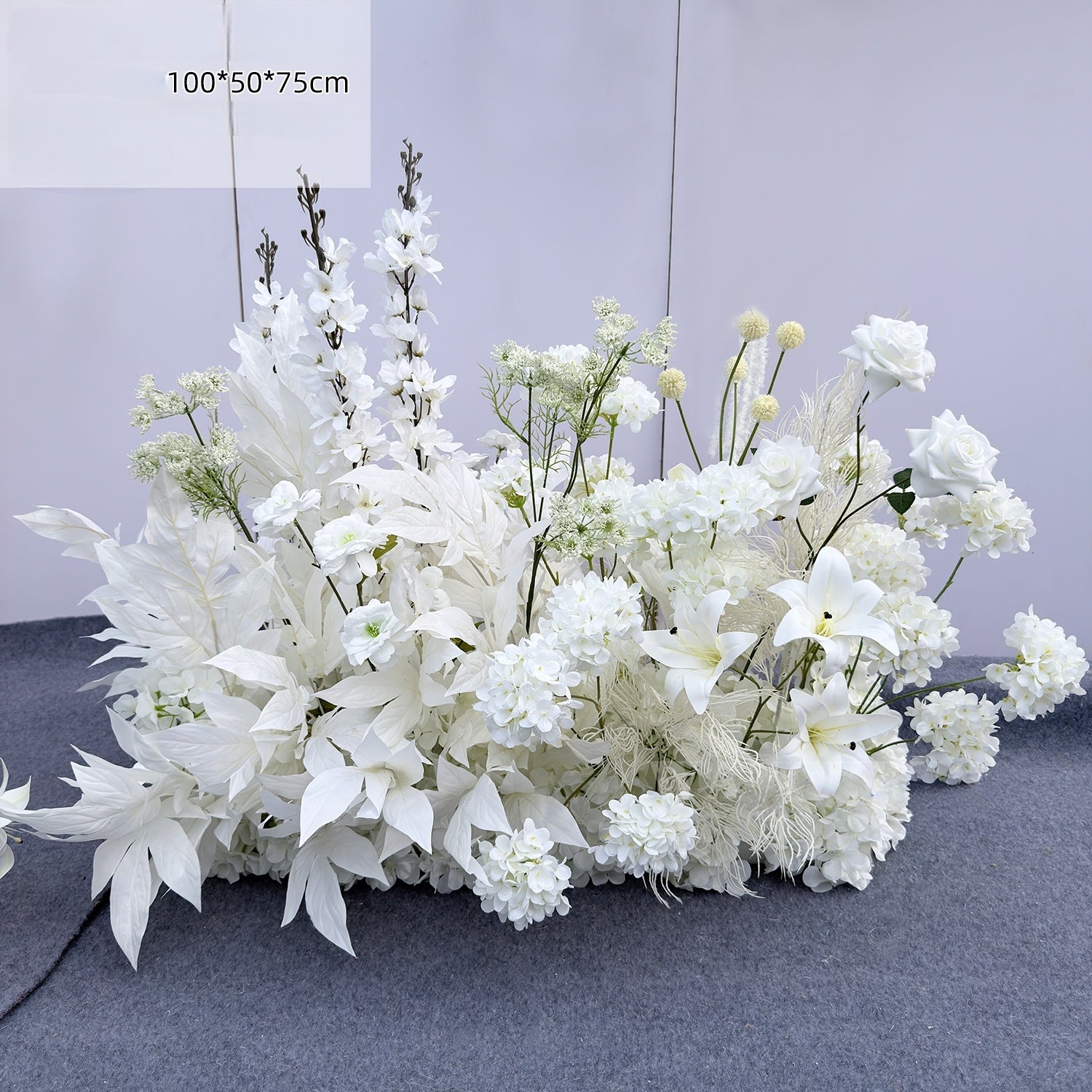 Valar Flower White Floral Aisle Arrangements – Cream Leaf Wedding Floor Flowers & Stage Decor WF-123
