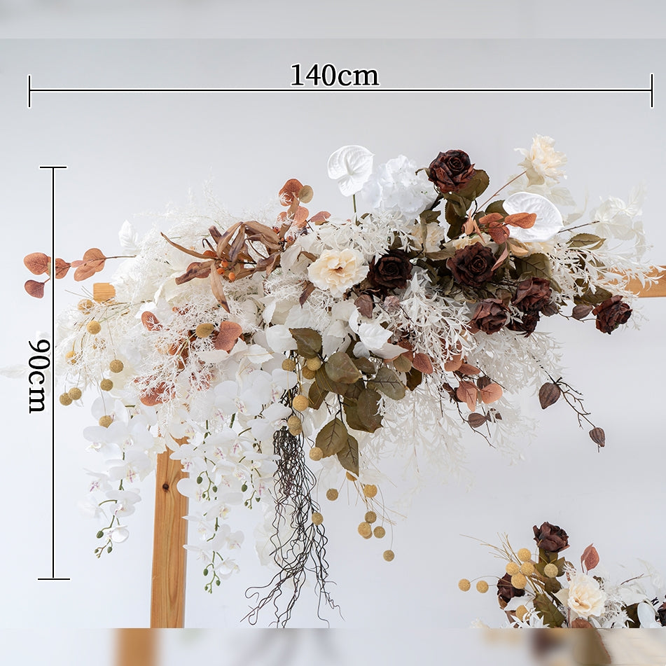 Valar Flower Elegant Dark Coffee Brown Wedding Arch Flower Set – Faux Floral Backdrop for Ceremony & Reception FA-305
