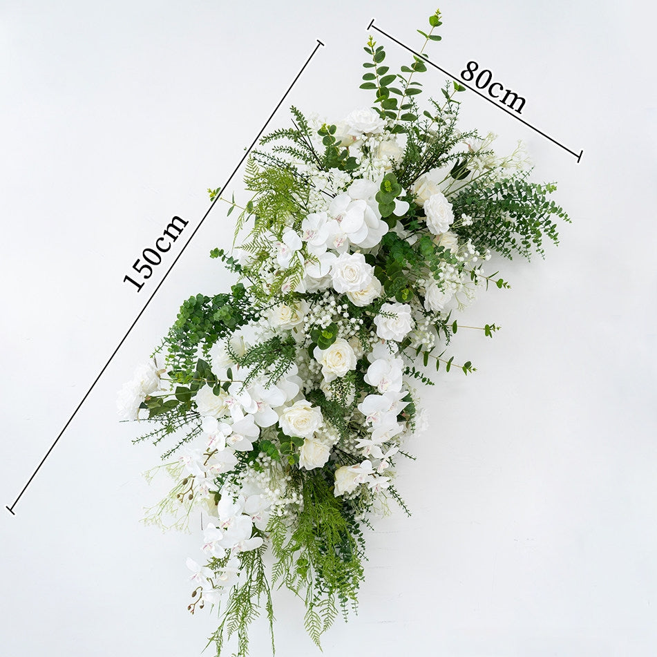 エレガントな青と白の花柄ウェディングアーチ、人工花のアレンジメント、セレモニーバックドロップ＆イベント装飾 FA-211