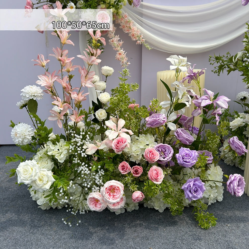 Valar Flower Whimsical Garden-Style Aisle Floral Runner with Phalaenopsis — Artificial Wedding Ceremony & Engagement Decor Set WF-107