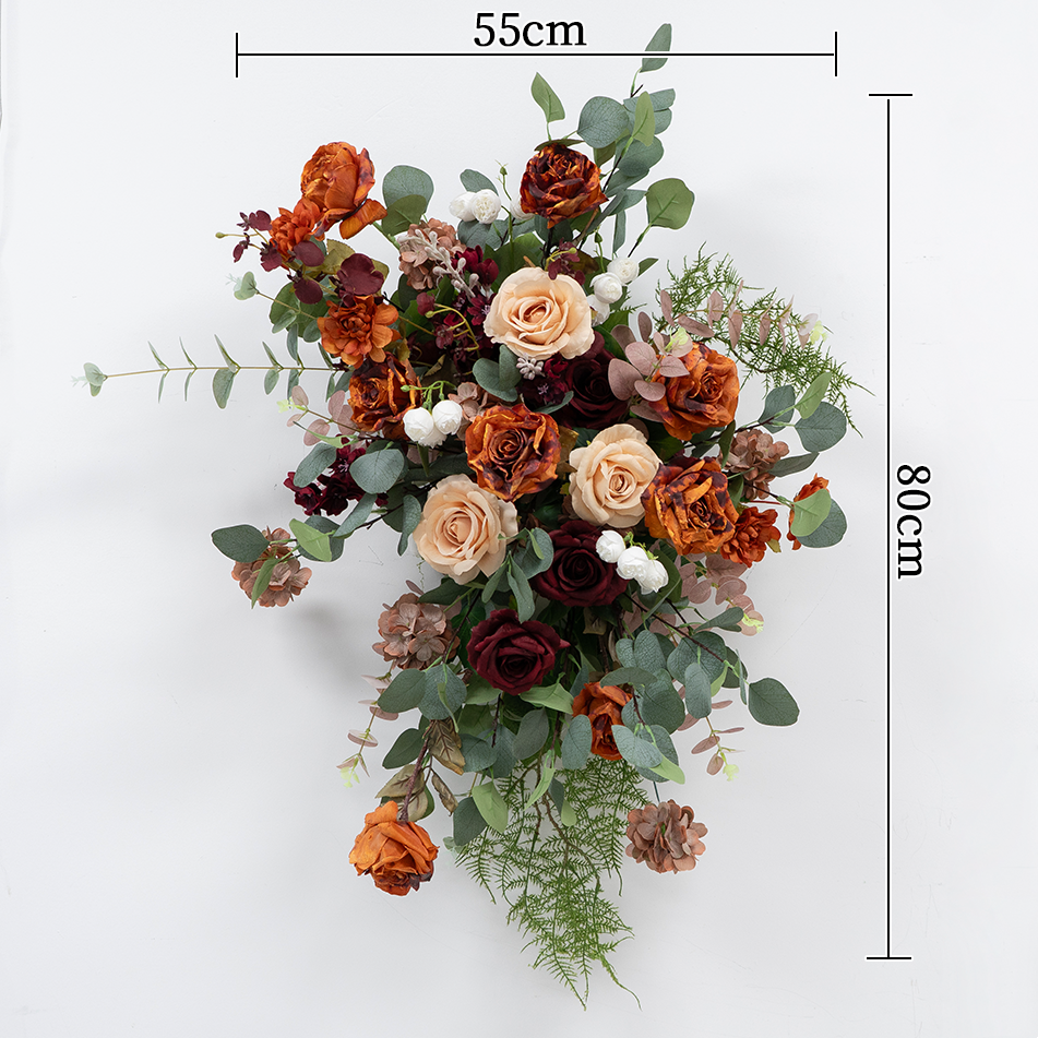 Pfirsich-weißes Kunstblumenarrangement – ​​Romantisches Event-Tisch- und Schild-Styling-Set FA-263
