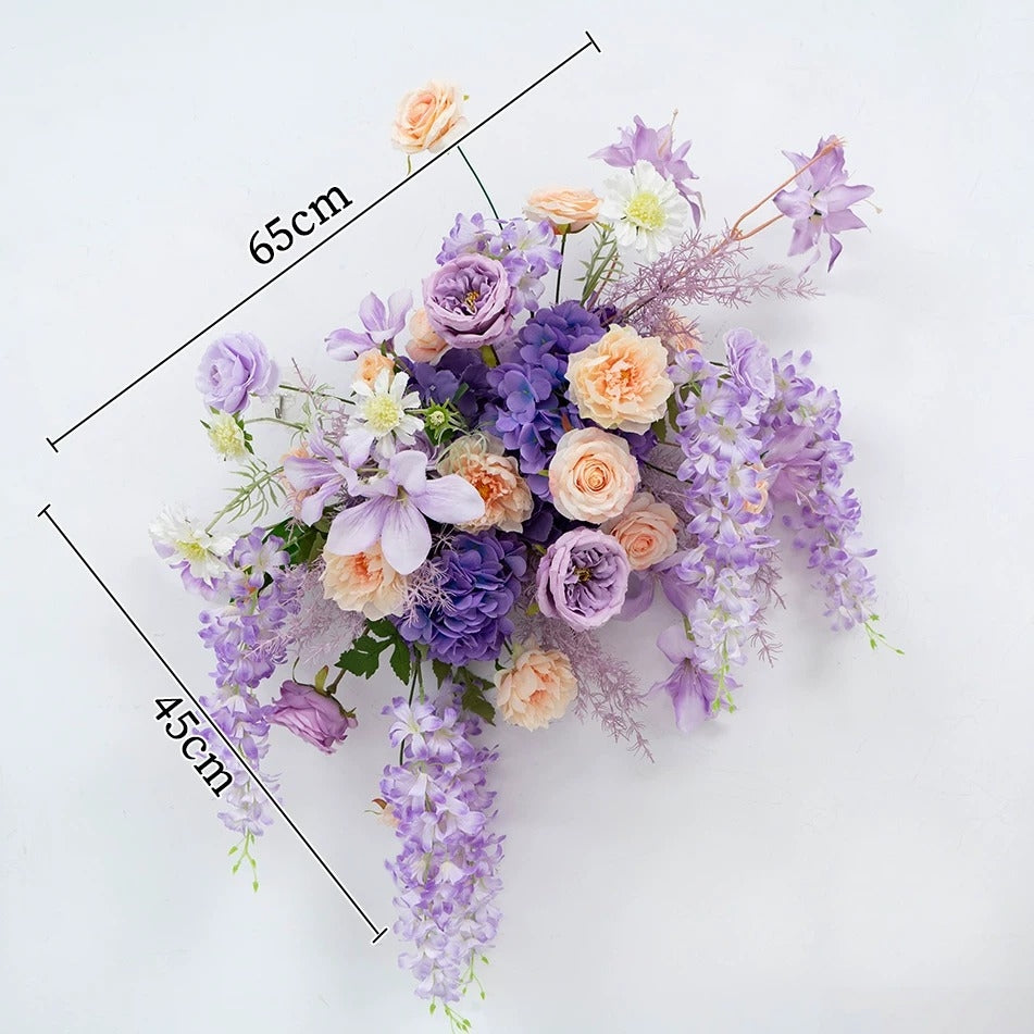 Pfirsich-weißes Kunstblumenarrangement – ​​Romantisches Event-Tisch- und Schild-Styling-Set FA-263