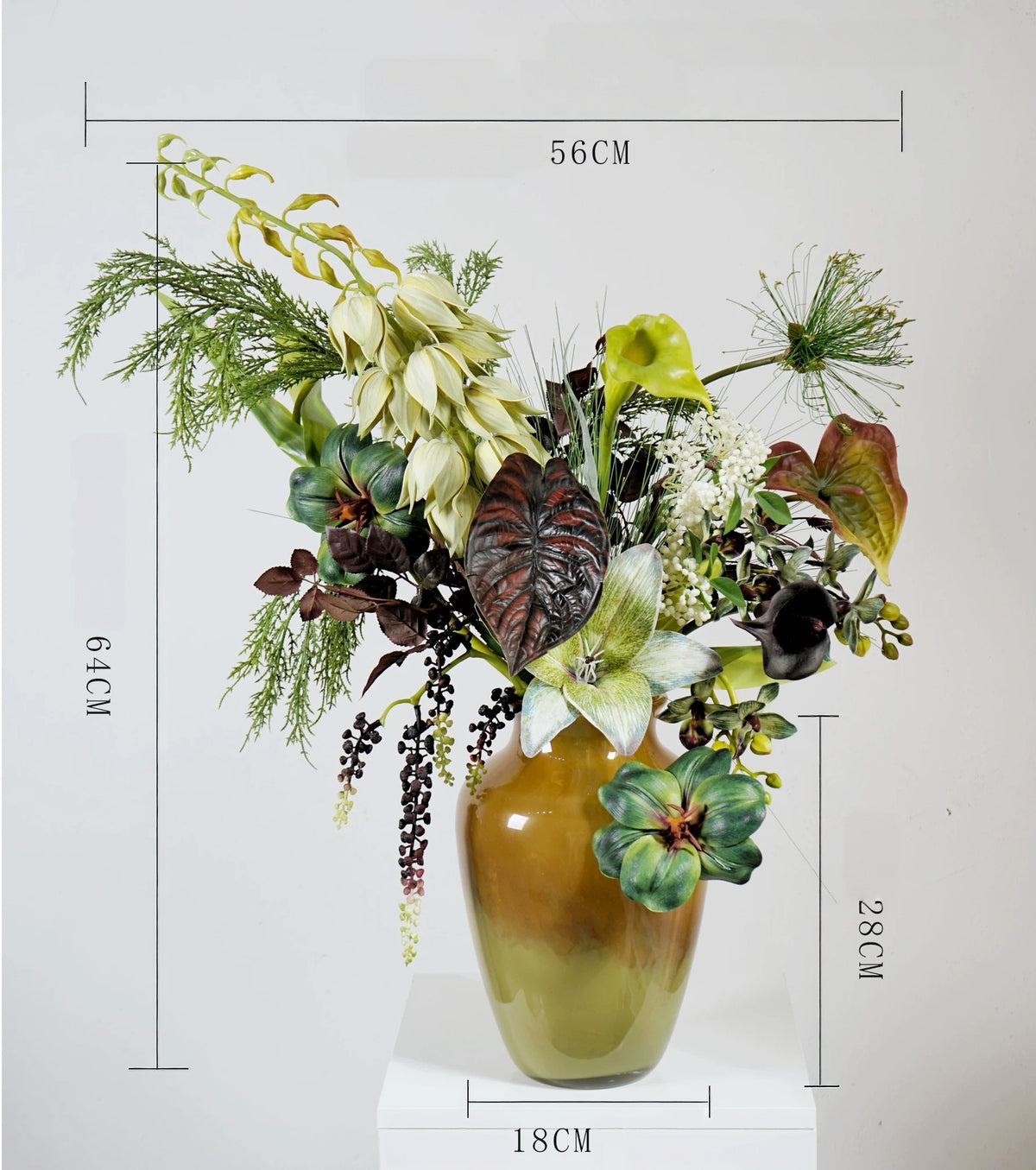 ValarFlower Green Tropical Artificial Flower Arrangement, Modern Botanical Floral Decor for Home and Event Styling VB-287