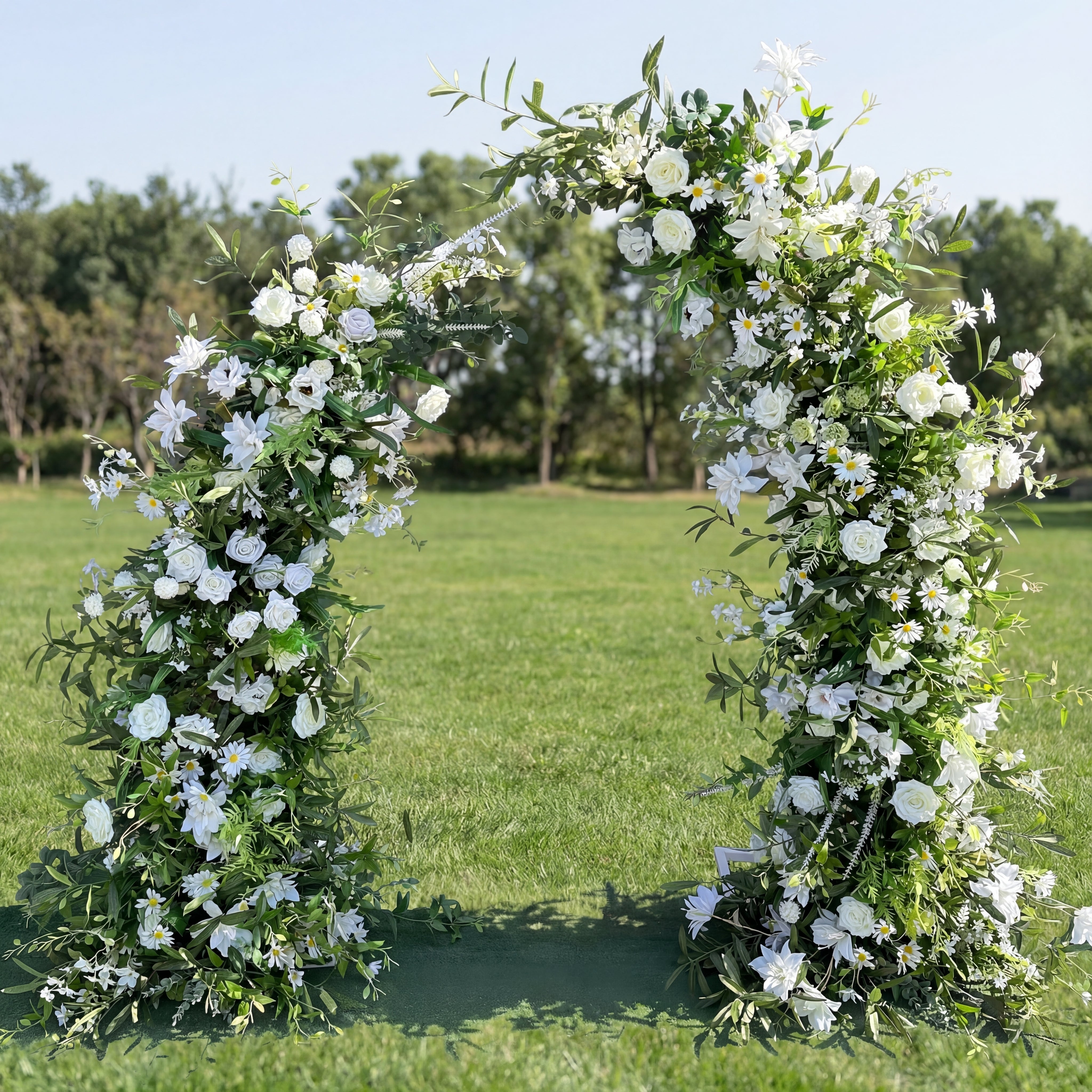 Elegant Moon Shape Wedding Ceremony Floral Arch - Artificial Flower Arch for Weddings, Events, and Special Occasions VA-325