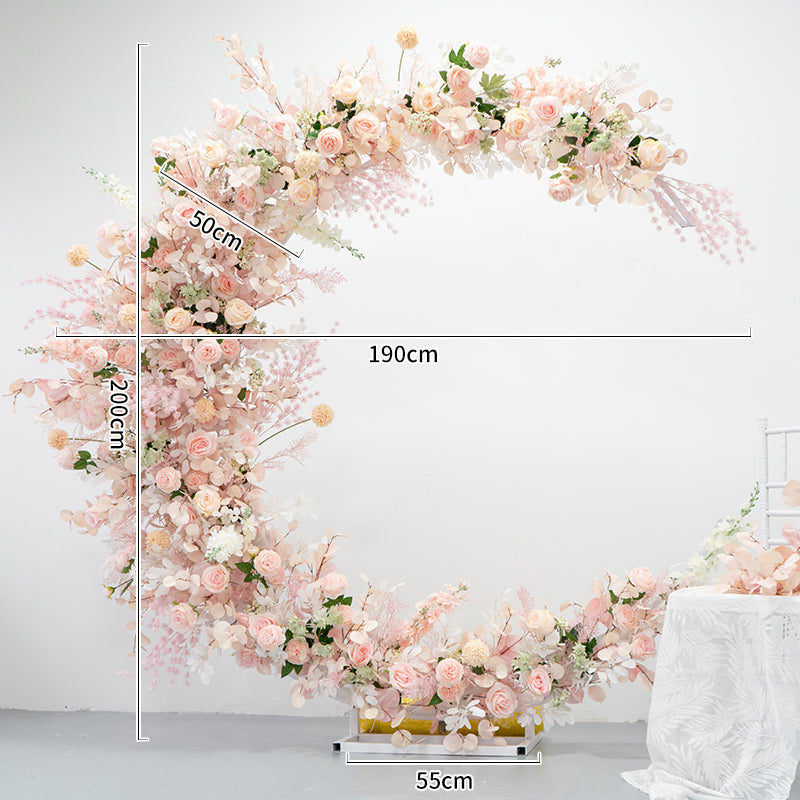 Romantic Crescent Wedding Arch, Artificial Floral Backdrop, Elegant Ceremony Decor & Event Display VA-319