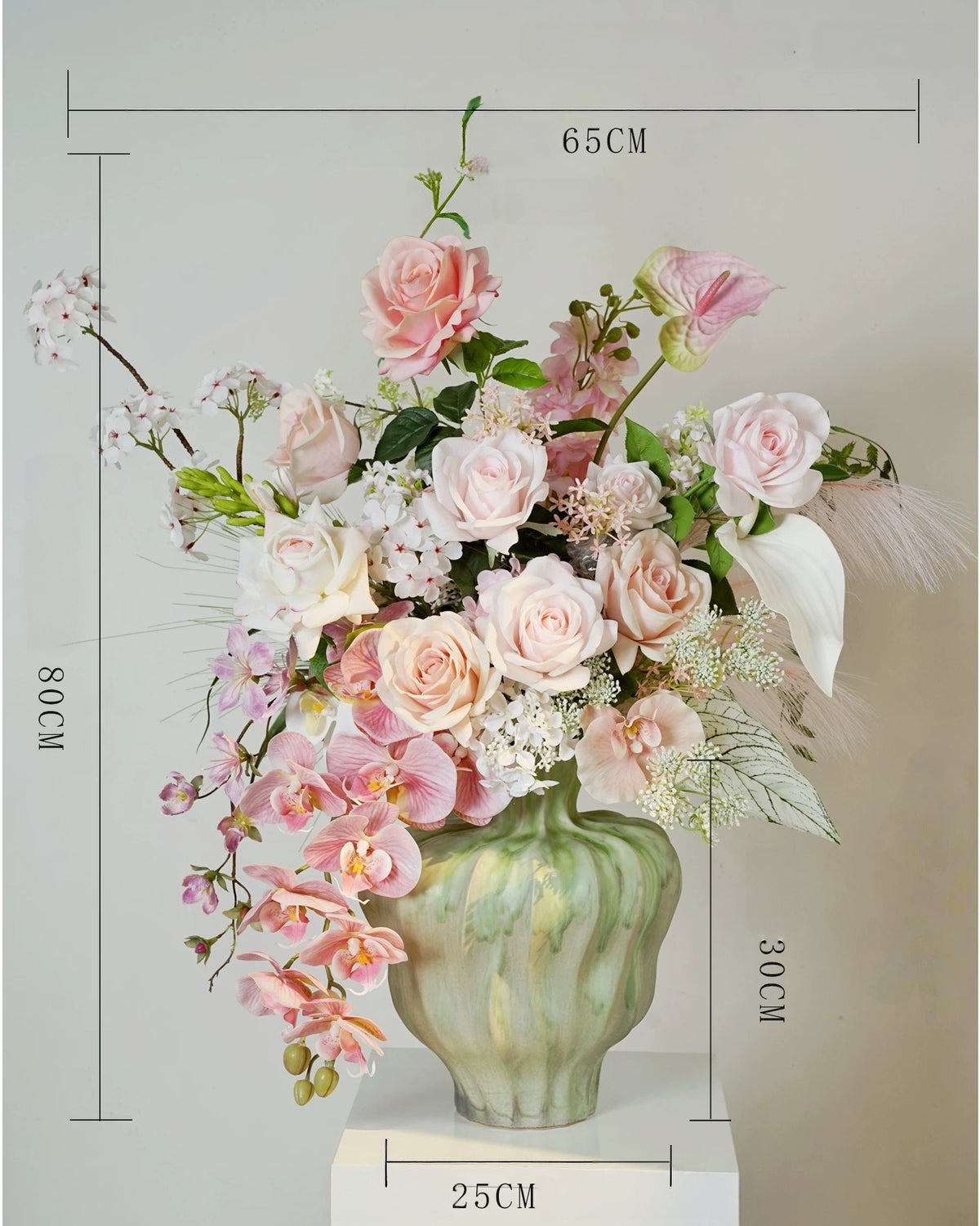 ValarFlower Soft Pink Artificial Flower Arrangement, Romantic Rose Orchid Floral Decor for Wedding and Home VB-289