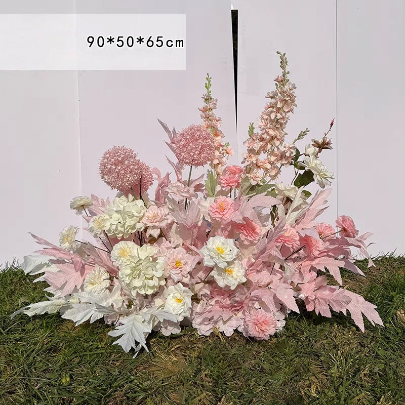 Configuración de flores artificiales inspiradas en la primavera – Conjunto de flores artificiales azules y amarillas para eventos FA-264