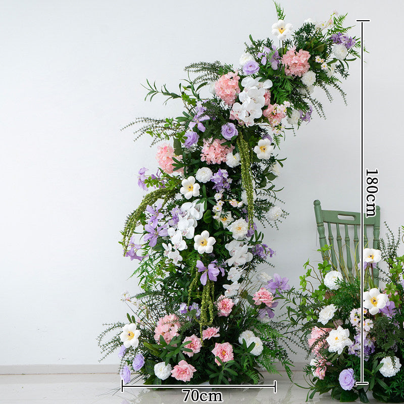 ValarFlower Pastel Pink Purple Artificial Floral Arch Arrangement, Wedding Ceremony Backdrop, Aisle Ground Flower & Sweetheart Table Decor VA-405