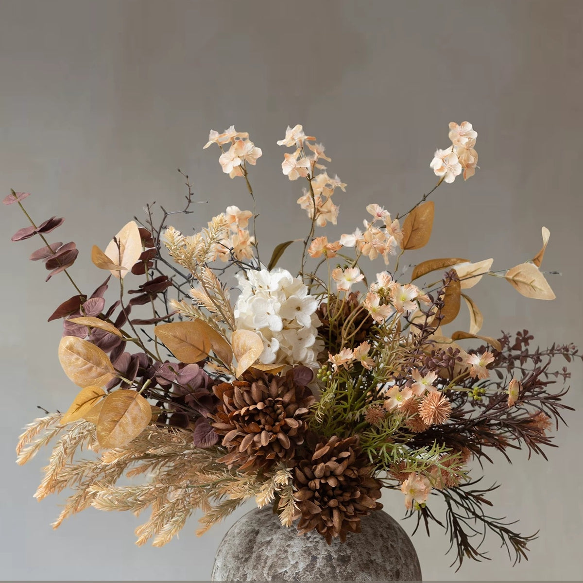 Arreglo de Ramo Floral con Tema Elegante de Otoño | Flores Artificiales de Lujo para Boda y Decoración Interior del Hogar VB-113 (Sin Jarrón)