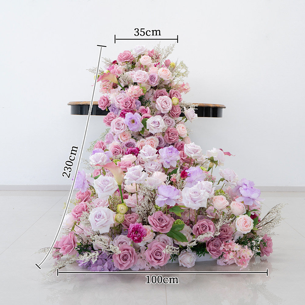 ValarFlower Pink Lavender Artificial Floral Arrangement, Romantic Wedding Table Flower Decor, Sweetheart Table & Aisle Ground Flower Centerpiece FA-349