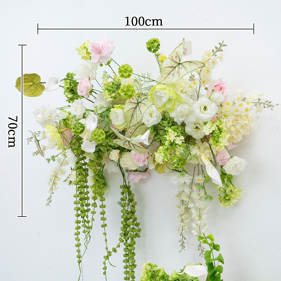 エレガントな青と白の花柄ウェディングアーチ、人工花のアレンジメント、セレモニーバックドロップ＆イベント装飾 FA-211