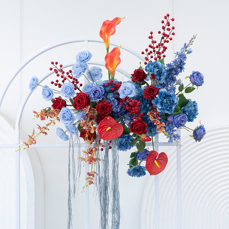 Champagnerfarbener Blumenbogen und Mittelstücke, Künstliche Hochzeitskulisse, Verlobungsparty-Dekor, Event-Beschilderung FA-206