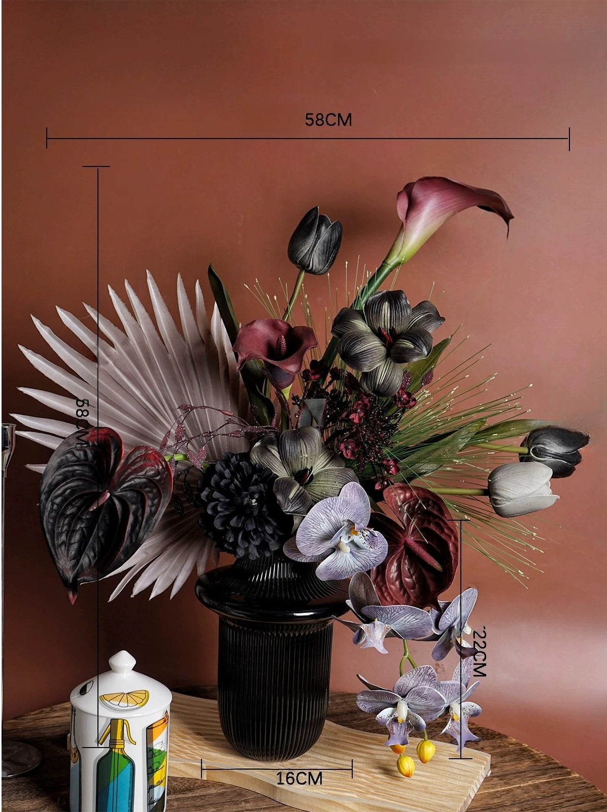 Elegantes Blumenstrauß-Arrangement mit Herbstmotiv | Luxuriöse Kunstblumen für Hochzeiten und Inneneinrichtung VB-113 (ohne Vase)