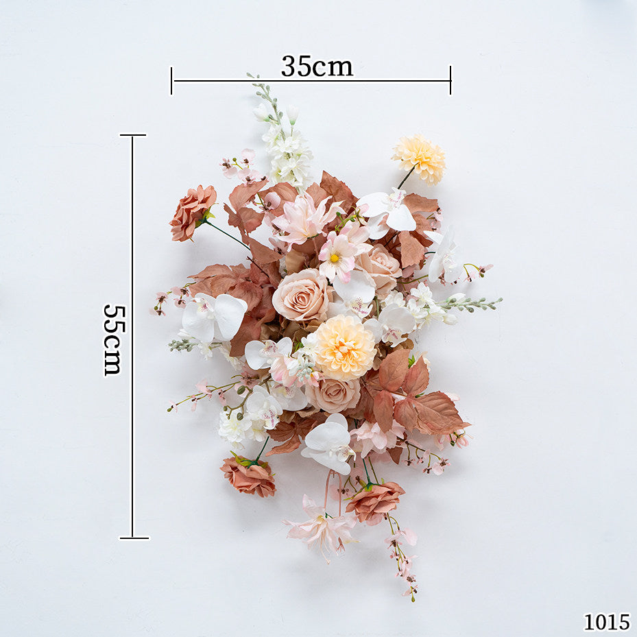 ValarFlower Luxury Peach Floral Wedding Arch Backdrop, Artificial Flower Ceremony Arch with Garden Style Arrangement, Romantic Outdoor Wedding Decor, Engagement Party Entrance Decoration FA-359