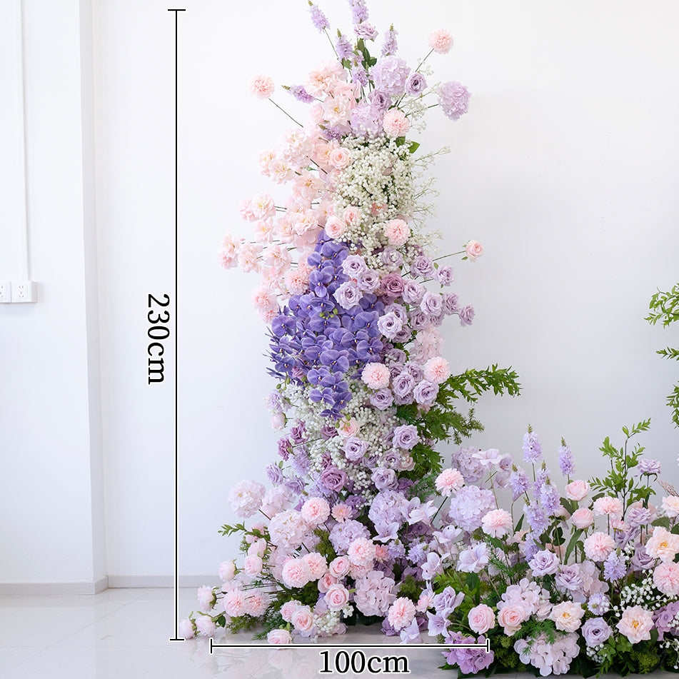 Valar Flower Pastel Pink and Lavender Standing Floral Arch Set for Wedding Ceremony Decoration VA-390
