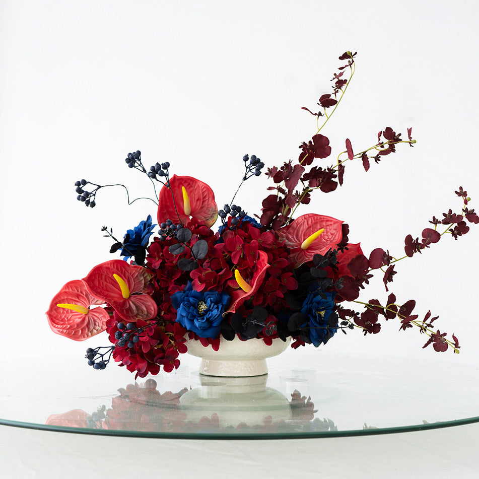 ValarFlower Artificial Table Flower Arrangement, Vintage Faux Floral Centerpiece for Wedding Reception, Party, Event & Home Decor TF-126