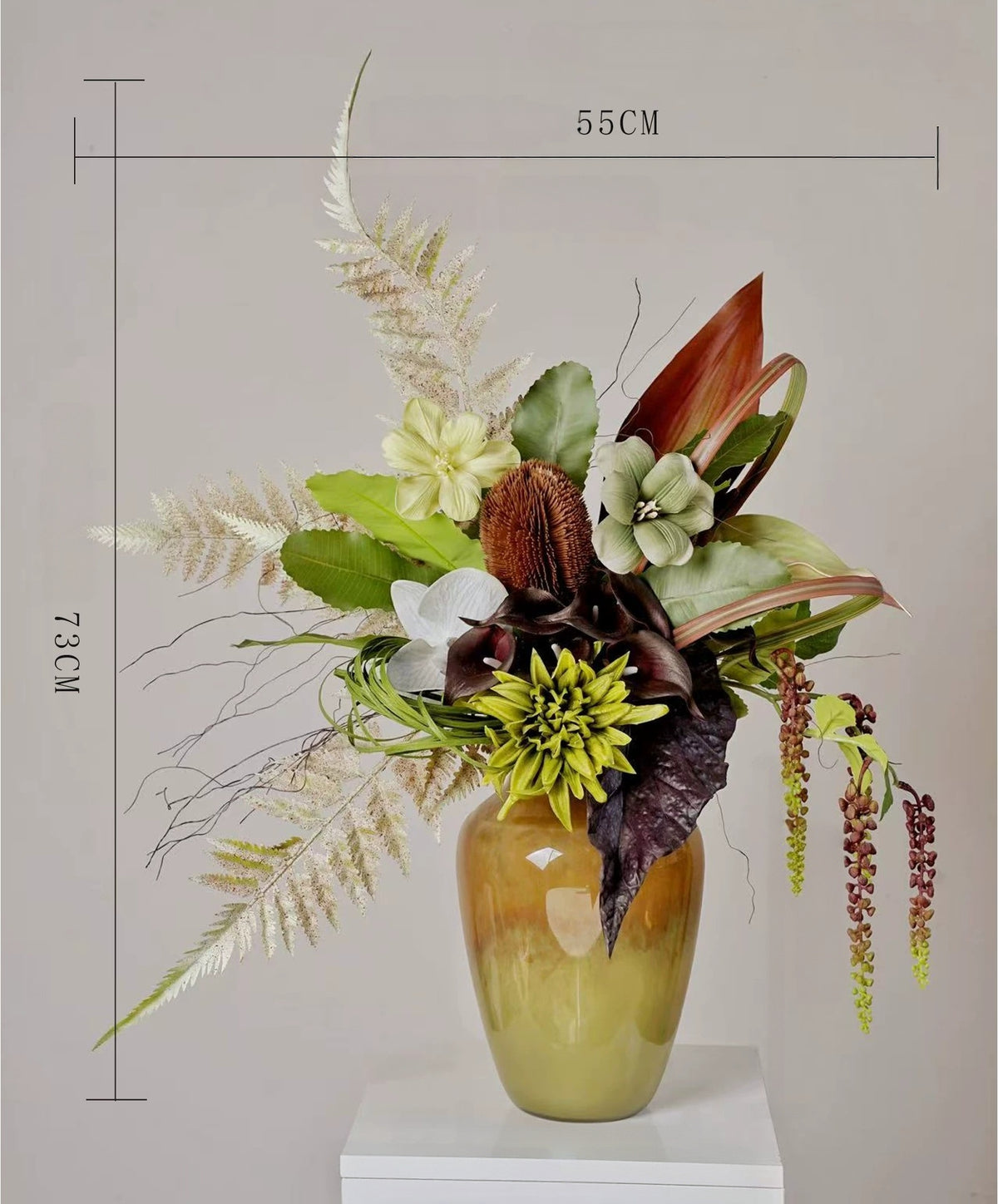 ValarFlower Amber Green Artificial Flower Arrangement Set, Modern Tropical Floral Decor for Home and Event Styling VB-295