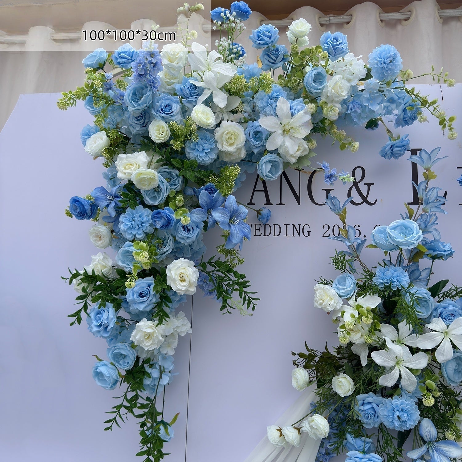 Valar Flower Blue Austin Rose & Orchid Aisle Floral Set for Wedding Ceremony and Engagement Decor WF-101