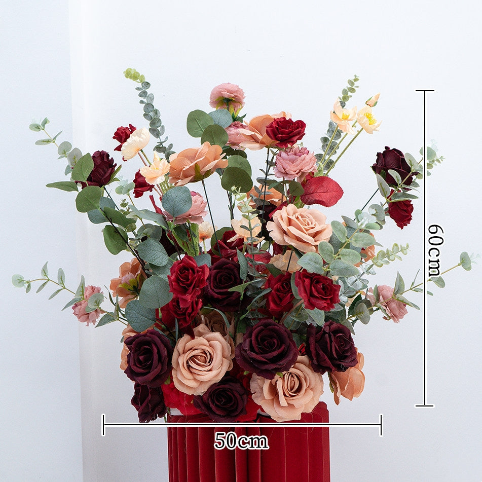 Valar Flower Luxury Burgundy Champagne Faux Rose Arrangements for Wedding & Event Styling FA-317