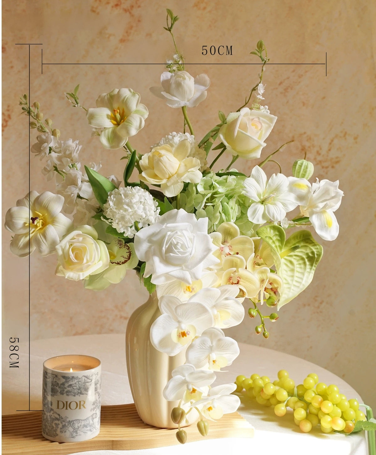Elegantes Blumenstrauß-Arrangement mit Herbstmotiv | Luxuriöse Kunstblumen für Hochzeiten und Inneneinrichtung VB-113 (ohne Vase)