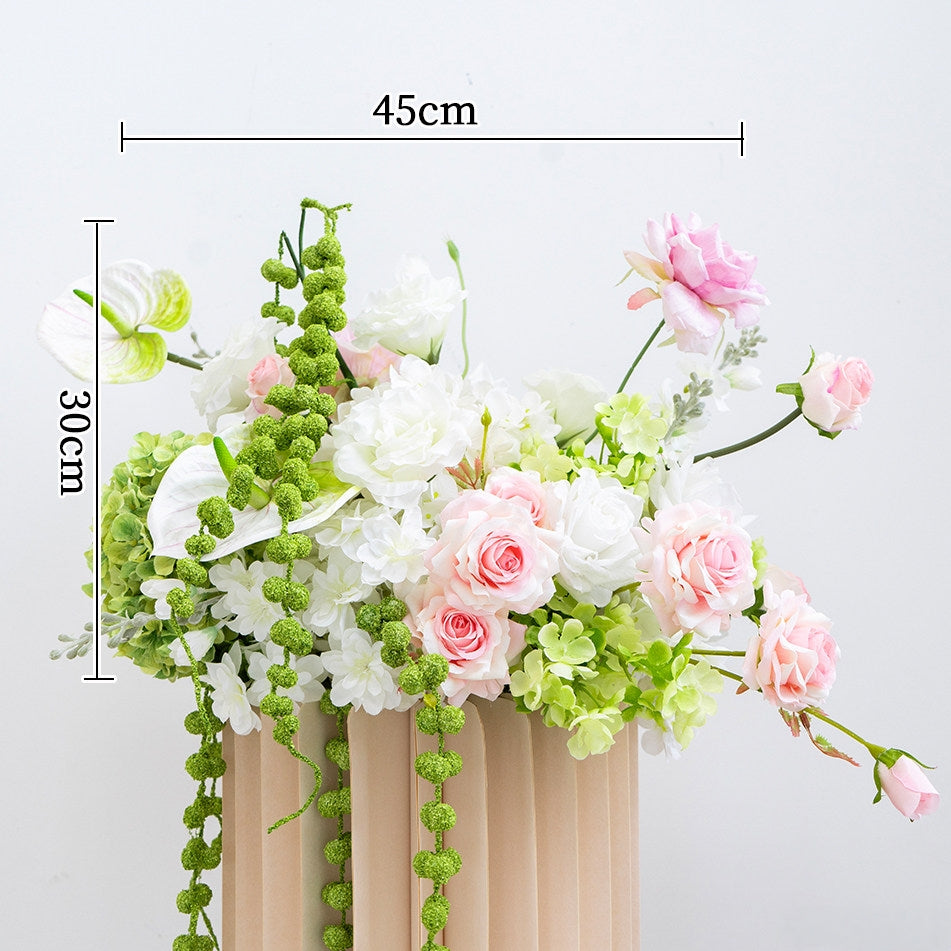 ValarFlower Artificial Floral Wedding Column Set, Pink White Flower Arrangement for Ceremony Aisle, Outdoor Wedding & Event Decor FA-351