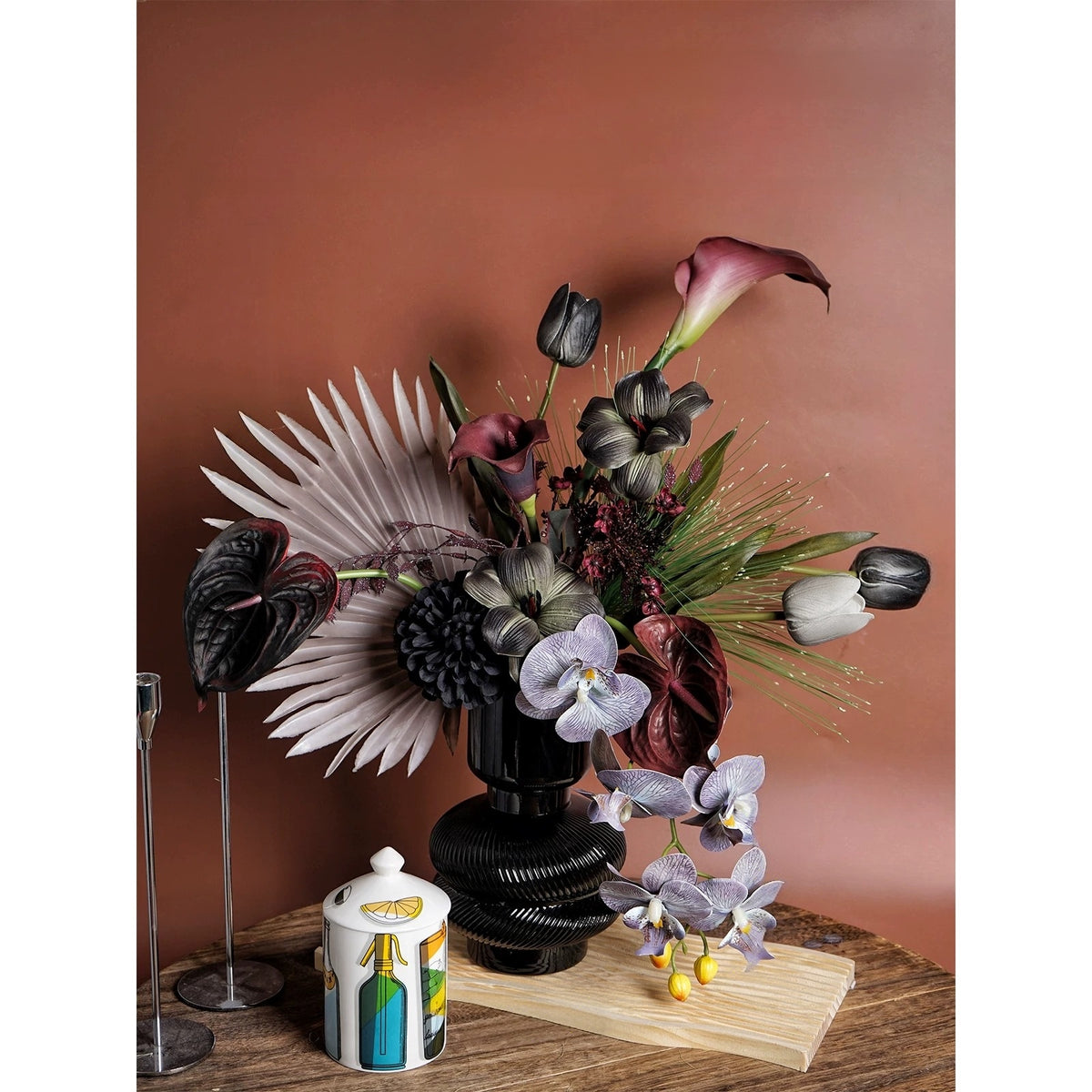 Arreglo de Ramo Floral con Tema Elegante de Otoño | Flores Artificiales de Lujo para Boda y Decoración Interior del Hogar VB-113 (Sin Jarrón)