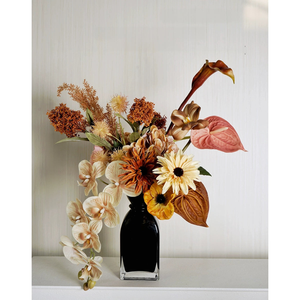 Arreglo de Ramo Floral con Tema Elegante de Otoño | Flores Artificiales de Lujo para Boda y Decoración Interior del Hogar VB-113 (Sin Jarrón)