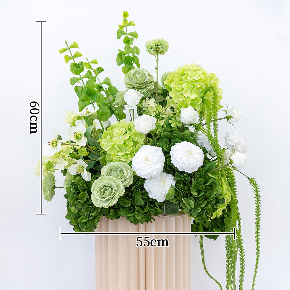 ValarFlower Luxury Artificial Wedding Arch Floral Installation, White & Green Faux Flower Ceremony Backdrop, Garden Wedding Decor, Outdoor Event Entrance Decoration VA-411