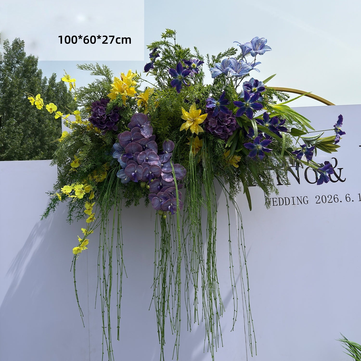 Valar Flower Enchanted Woodland Purple Clematis Aisle Floral Runner — Artificial Wedding Ceremony & Pathway Decor WF-112