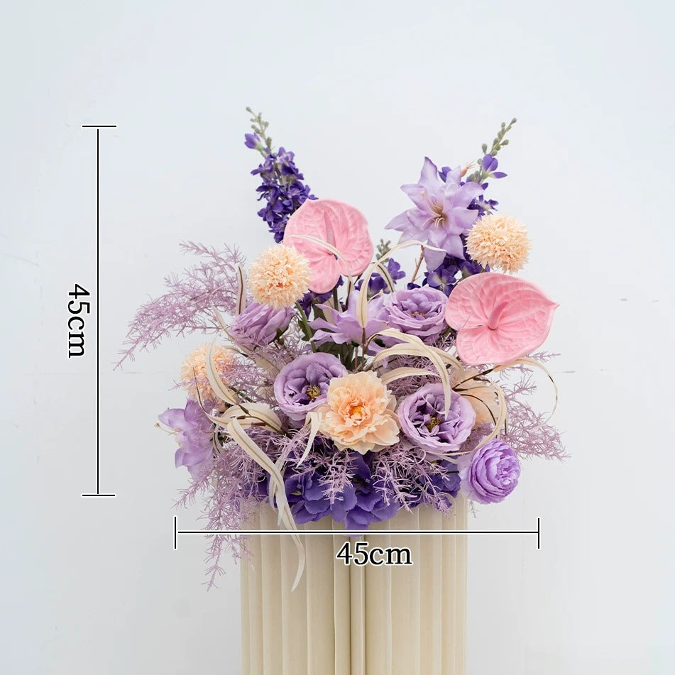 Pfirsich-weißes Kunstblumenarrangement – ​​Romantisches Event-Tisch- und Schild-Styling-Set FA-263