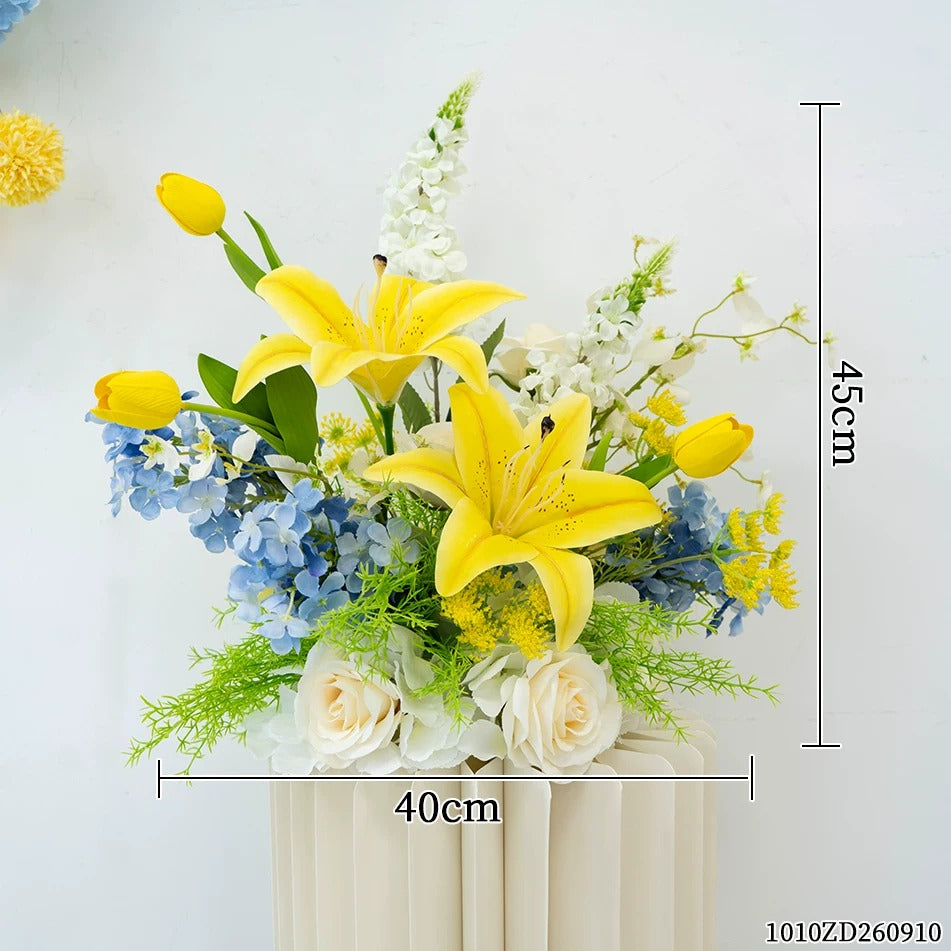 Arreglo de flores artificiales en durazno y blanco – Conjunto romántico para mesa de evento y decoración de señalización FA-263