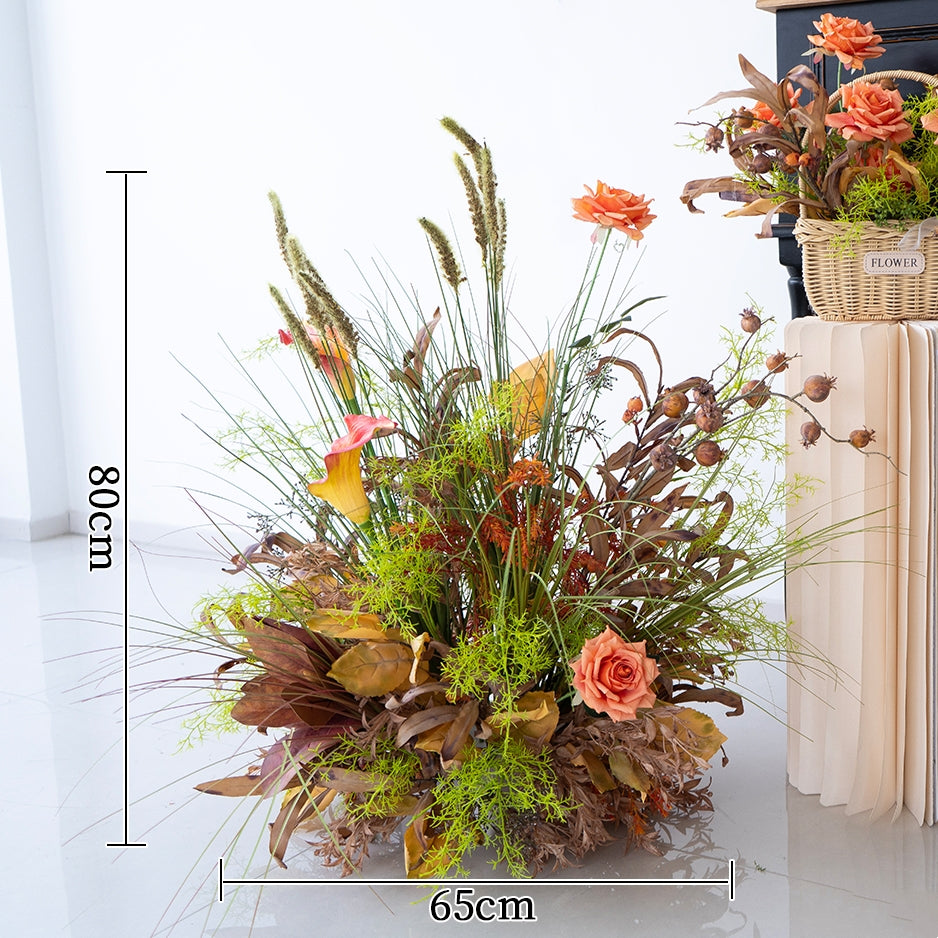 Pfirsich-weißes Kunstblumenarrangement – ​​Romantisches Event-Tisch- und Schild-Styling-Set FA-263