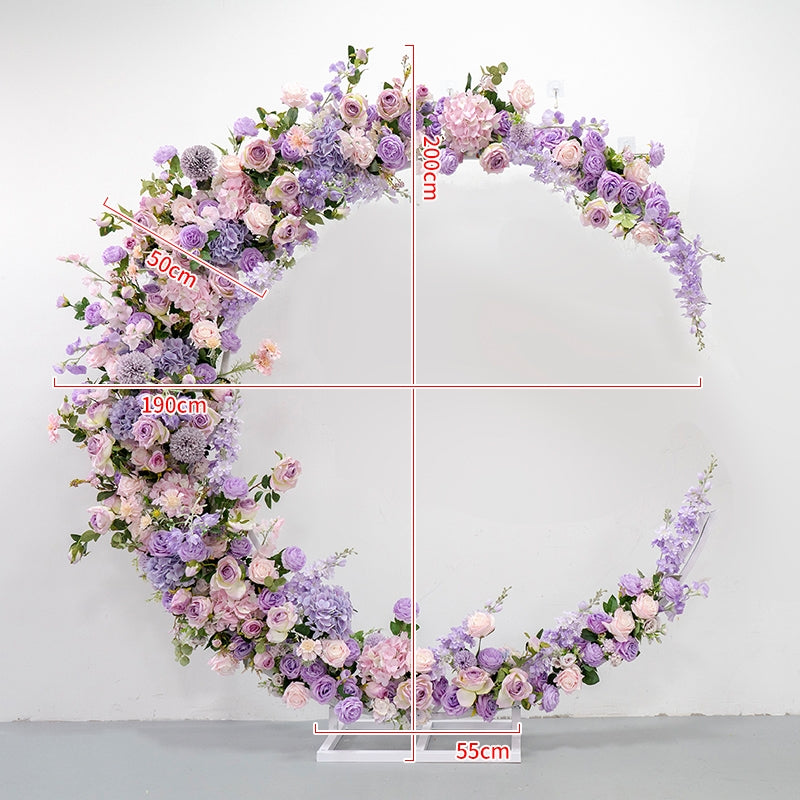 Romantic Crescent Wedding Arch, Artificial Floral Backdrop, Elegant Ceremony Decor & Event Display VA-319