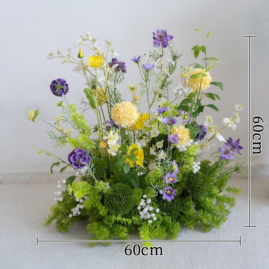 エレガントな青と白の花柄ウェディングアーチ、人工花のアレンジメント、セレモニーバックドロップ＆イベント装飾 FA-211