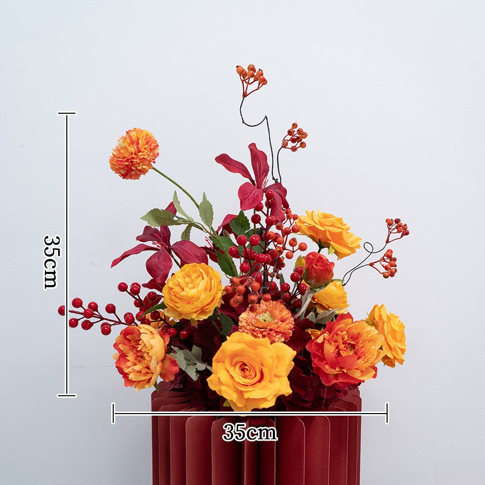 Arreglo de flores artificiales en durazno y blanco – Conjunto romántico para mesa de evento y decoración de señalización FA-263