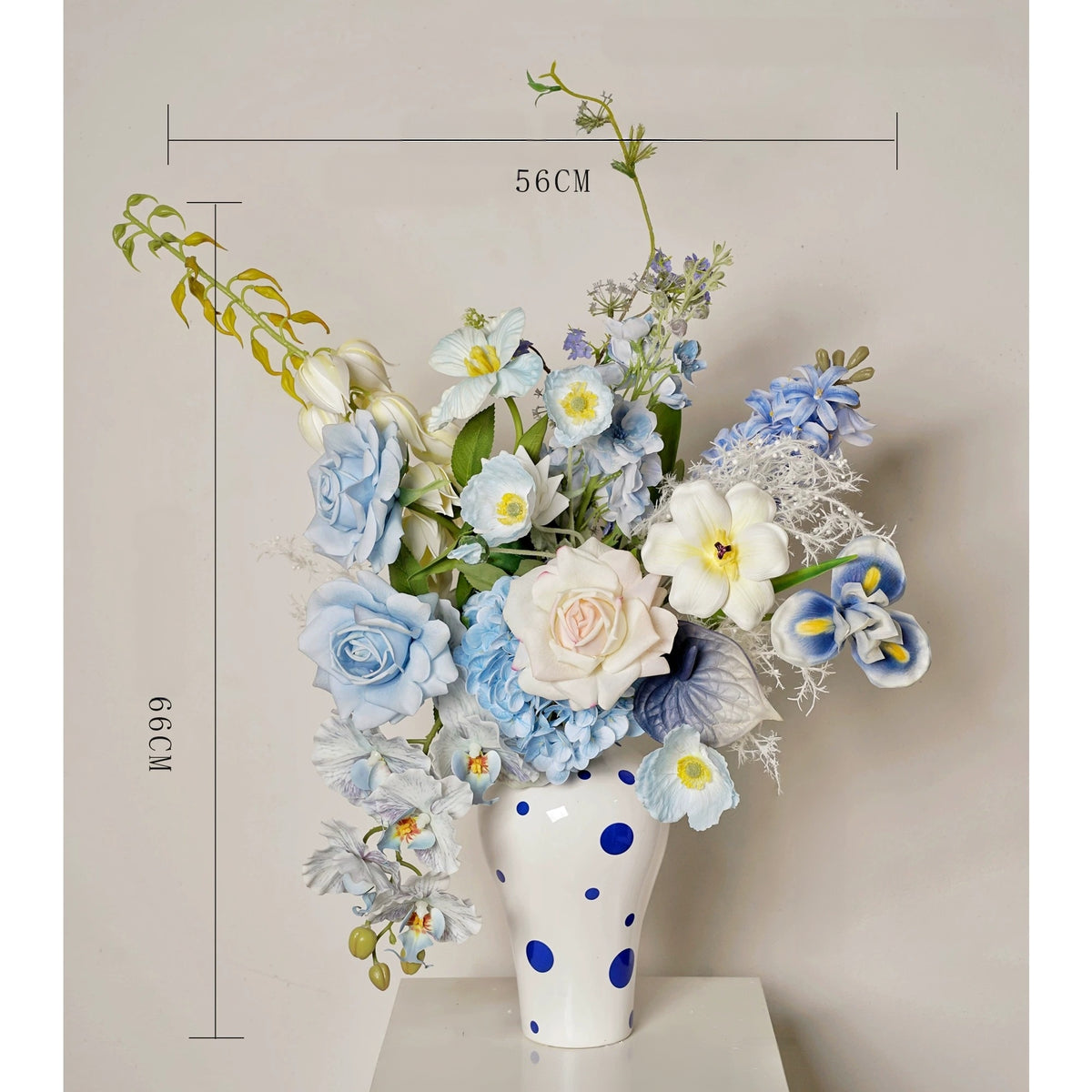 ValarFlower Dusty Blue Artificial Flower Arrangement, Elegant Orchid Rose Floral Decor for Wedding and Home VB-291