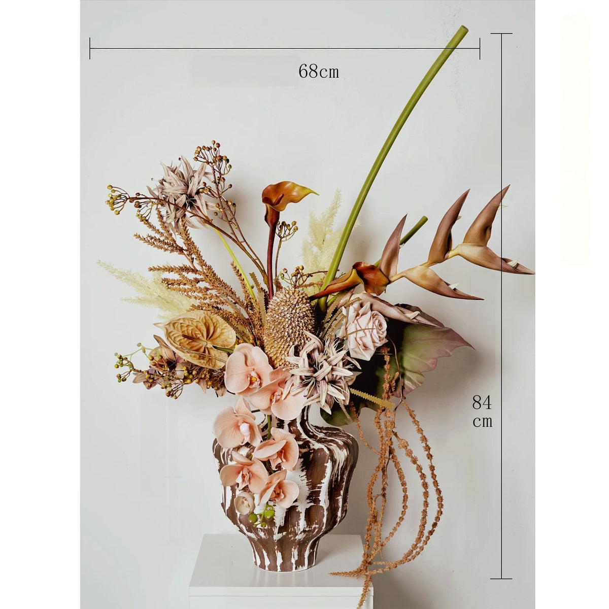 ValarFlower Neutral Beige Artificial Flower Arrangement, Wabi Sabi Orchid Floral Decor for Home and Event Styling VB-290