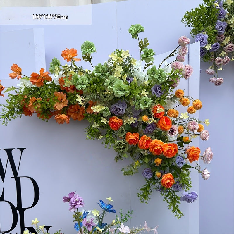 Configuración de flores artificiales inspiradas en la primavera – Conjunto de flores artificiales azules y amarillas para eventos FA-264